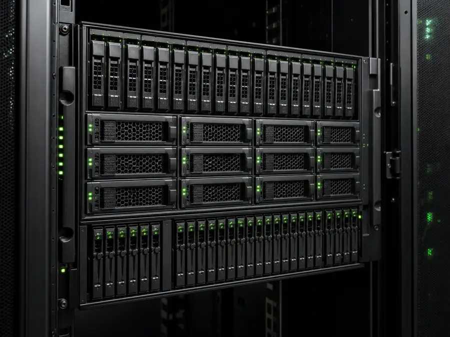 Storage dense rack server with many hot swap drive bays